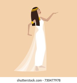 Ancient cartoon pretty egiptian woman. Vector illustration.