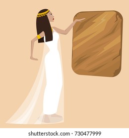 Ancient cartoon pretty egiptian woman. Vector illustration.