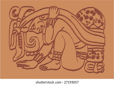 Ancient Carving of Mayan Indians