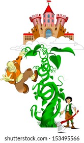 ancient castle in the clouds and bean sprout, vector