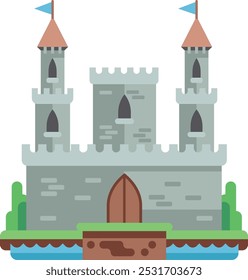 Antiguo icono plano del castillo. Arquitectura del reino de la fantasía