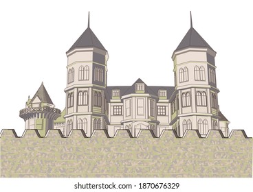castillo antiguo aislado de fondo blanco