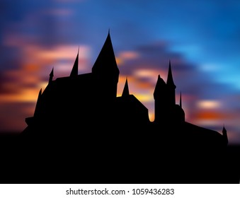 An Ancient Castle At Nightfall 