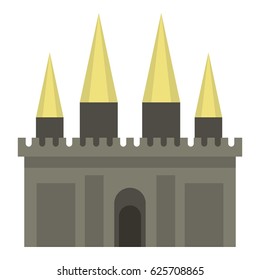 Ancient castle palace icon flat isolated on white background vector illustration