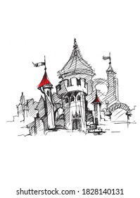 Ancient castle. Ruined fortress. Tower. Gate to the city