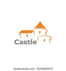 ancient castle simple geometric symbol logo vector 
