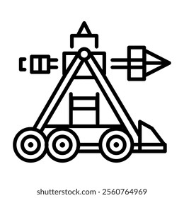 Ancient catapult icon in linear style 