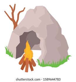 Ancient cave icon. Isometric illustration of ancient cave vector icon for web