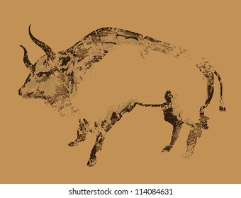 Ancient Cave Painting Of Buffalo