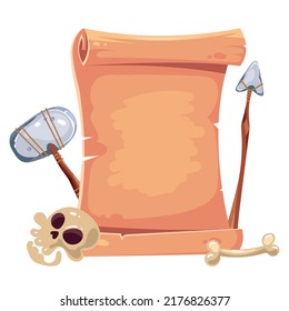 Ancient cave parchment scroll paper isolated concept. Vector flat graphic design illustration