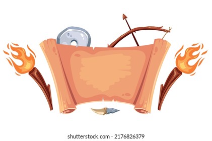 Concepto aislado de papel de pergamino de las cuevas antiguas. Ilustración de diseño gráfico plano vectorial
