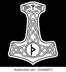 Ancient celtic mythological symbol of bird. Celtic knot ornament, isolated on black, vector illustration