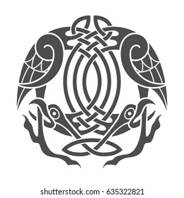 Ancient celtic mythological symbol of eagle. Vector knot ornament.