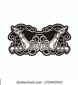 Ancient celtic mythological symbol of sea horse