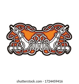 Ancient celtic mythological symbol of sea horse