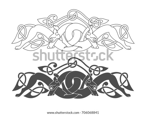 Ancient Celtic Mythological Symbol Wolf Dog Stock Vector (Royalty Free ...