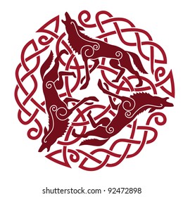Ancient Celtic Ornament With A Wolf Motif