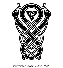 Ancient Celtic Scandinavian Design. Celtic ligature, pattern, ornament, isolated on white, vector illustration
