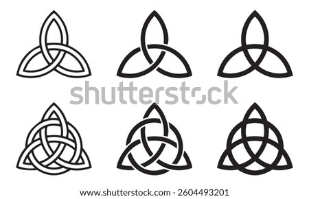 Ancient celtic trinity knot symbol icon set.