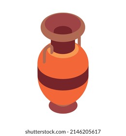 Antike keramische Amphora isometrische Symbol auf weißem Hintergrund, Vektorgrafik
