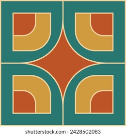 Ancient ceramic pattern with Tosca, yellow, and orange combination color.