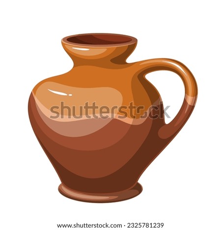 Ancient ceramic pottery vector illustration. Cartoon isolated old clay brown vase, craft rustic jug and classic dish pot of ancient kitchen interior, earthenware tableware for wine and oil in museum Imagine de stoc © 
