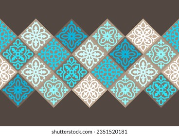 Ancient ceramic tile pattern. Wall or floor texture. Decorative antique stone ornament.