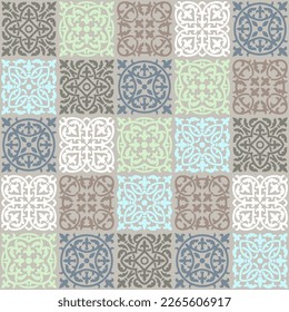 Ancient ceramic tile seamless pattern. Wall or floor texture. Decorative antique stone ornament.