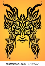 Ancient ceremony mask - tribal - tattoo