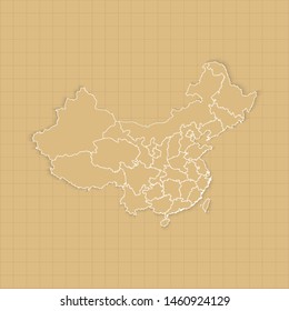 Ancient China map old paper background with space for text. Vector illustration EPS10.