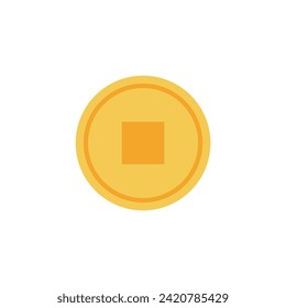 ancient chinese coin flat design vector illustration. gold oriental currency symbol object bringing wealth, fortune, prosperity, luck and treasure. old chinese copper coins for chinese new year
