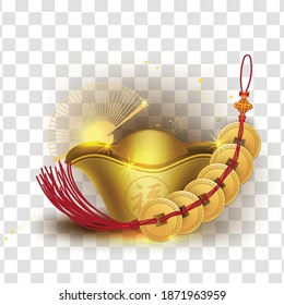 Ancient Chinese Coins elements for Happy chinese new year 2021,elements for artwork wealthy,Symbol of wealth, zodiac,year of the ox.Chinese Translation "rich"