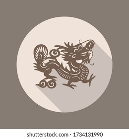 The Ancient Chinese Dragon Icon, Flat Design