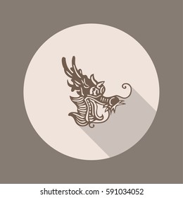 Ancient Chinese Dragon Icon, Flat Design