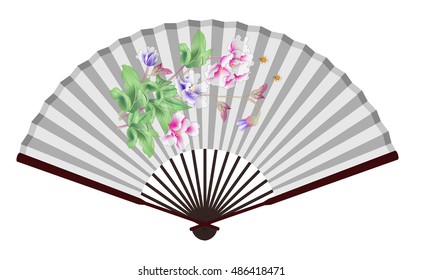Ancient Chinese fan with lotus 