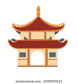 Ancient chinese gate traditional building vector illustration isolated on white background