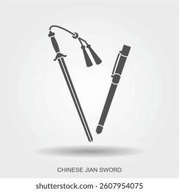 Ancient chinese jian sword flat icon. Vector Illustration