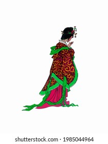 Ancient Chinese noblewoman on a white background