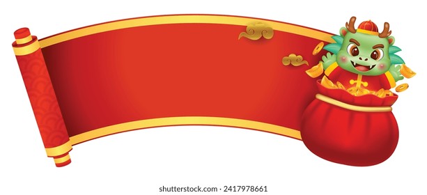 Antiker chinesischer Papierscroll mit Drachenreiten auf der Red Carp Illustration