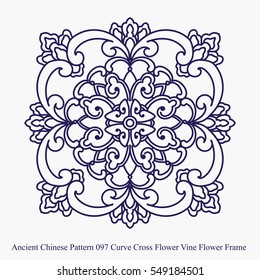 Ancient Chinese Pattern of Curve Cross Flower Vine Frame