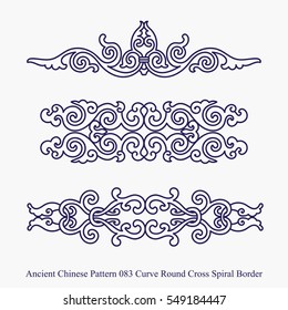Ancient Chinese Pattern of Curve Round Cross Spiral Border