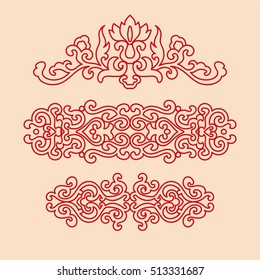 Ancient Chinese Pattern of Curve Spiral Outline Border