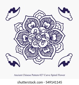 Ancient Chinese Pattern of Curve Spiral Flower