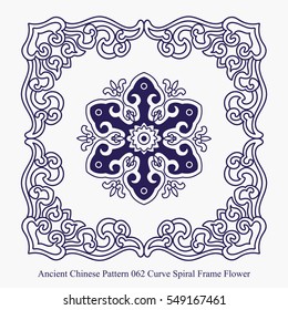 Ancient Chinese Pattern of Curve Spiral Frame Flower