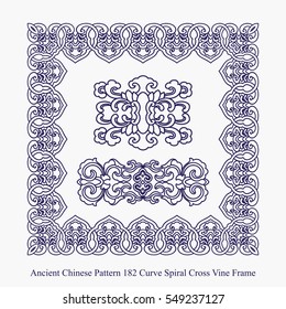 Ancient Chinese Pattern of Curve Spiral Cross Vine Frame