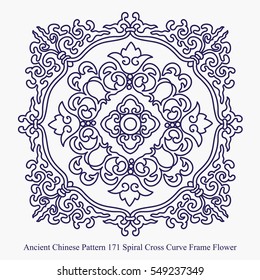 Ancient Chinese Pattern of Spiral Cross Curve Frame Flower