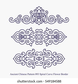Ancient Chinese Pattern of Spiral Curve Flower Border