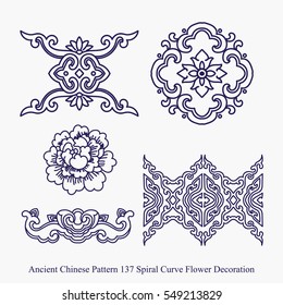 Ancient Chinese Pattern of Spiral Curve Flower Decoration