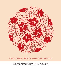 Ancient Chinese Pattern_002 Gourd Flower Leaf Vine