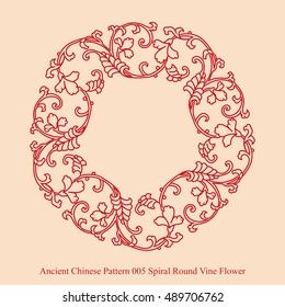 Ancient Chinese Pattern_005 Spiral Round Vine Flower
